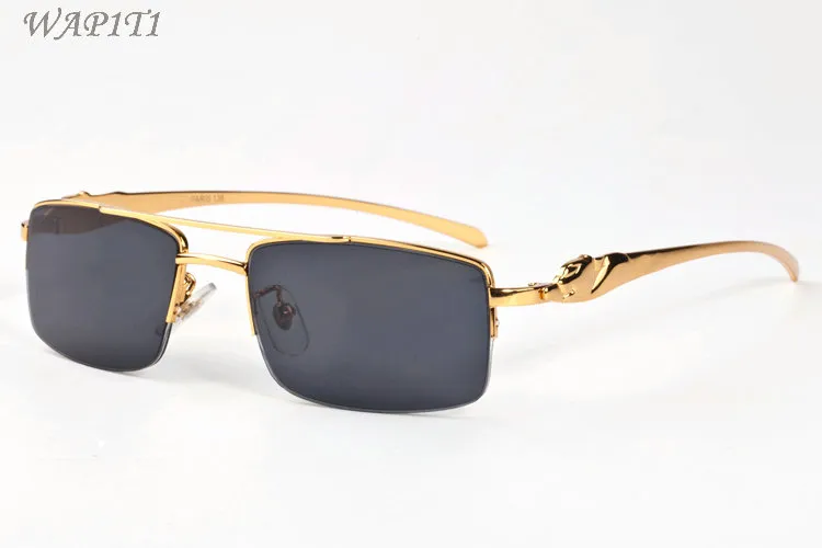 lunettes de soleil de mode pour hommes demi-monture léopard or métal sport attitude lunettes de corne de buffle lunettes femmes lunettes semi-sans monture 3866683