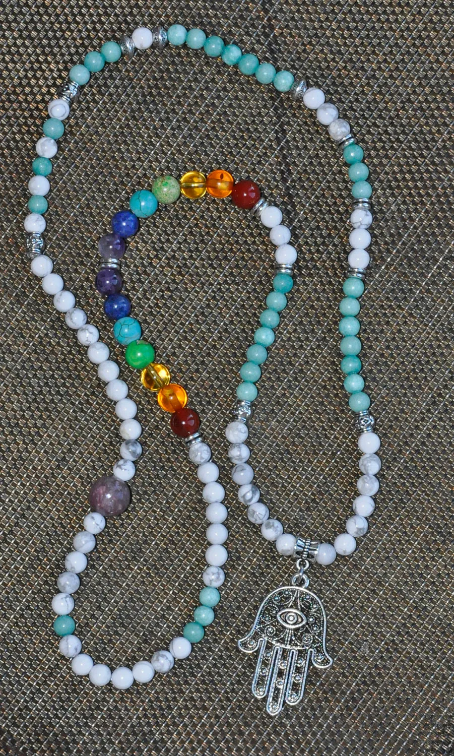 SN0288 Protezione 108 Mala Borda il braccialetto Collana Yoga Japa Hamsa Gioielli in pietra naturale Chakra Wrap Gioielli all'ingrosso