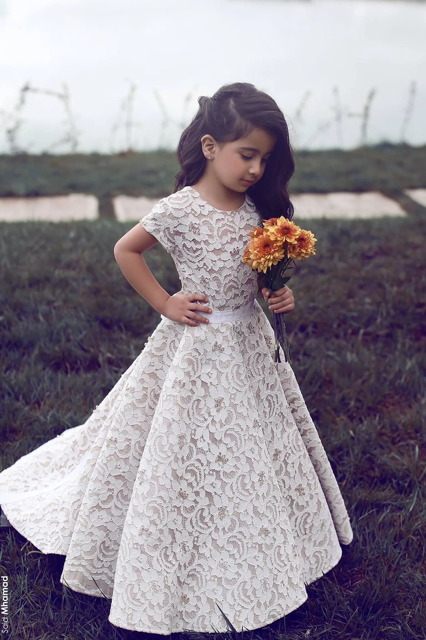 Vestito Damigella Bambina Abito Festivo Bambina Con Top In Pizzo - Vestito Occasioni Speciali Con Nastri E Strass Abito Cerimonia Bambina - Foto 4