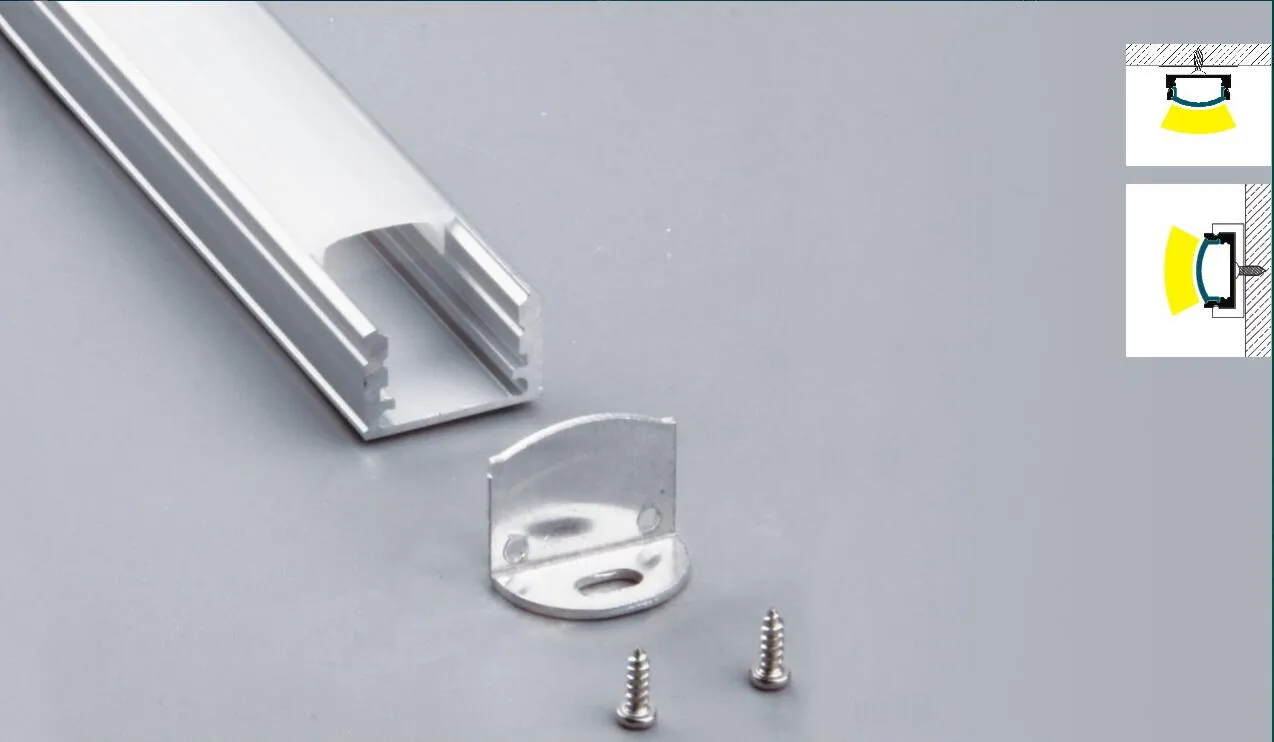 High Quality aluminum profile with CLEAR&FROSTED cover, end caps and mounting clips for led strips