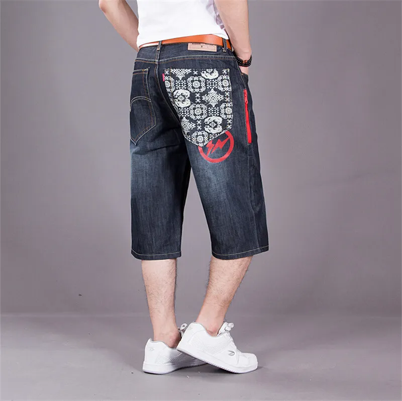 Wholesale Baggy Jeans Shorts Men Hip Hop 2016 New Fashion Plus Size Skateboard Calf Length Shorts Big Size 30 50 3 962 DHgate