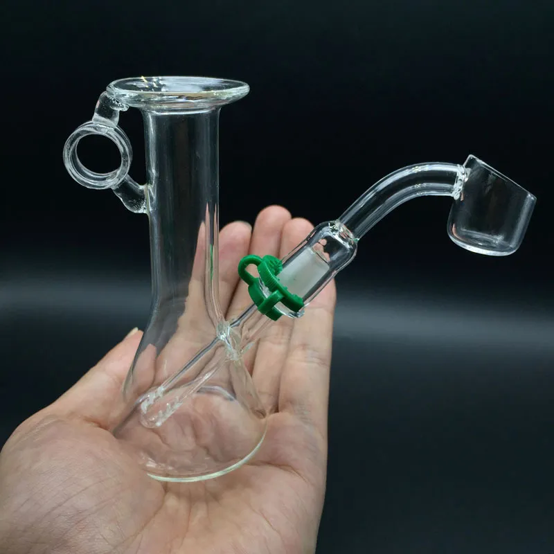 4,0 pouces mini bécher en verre Bongs 10mm Joint mâle mini Dab Rigs avec des conduites d'eau en verre à ongles en quartz de 2mm d'épaisseur