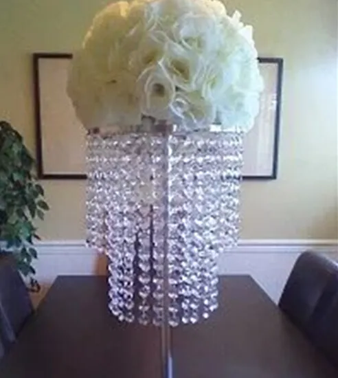 new New large flower and feather tall centerpiece with hangging Crystalfor wholesale