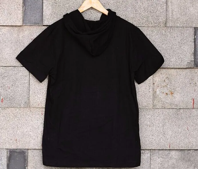 Wholesale-2016 hooded short sleeve t shirt men t-shirt hip hop tee shirts plain big oversized tshirt 5xl