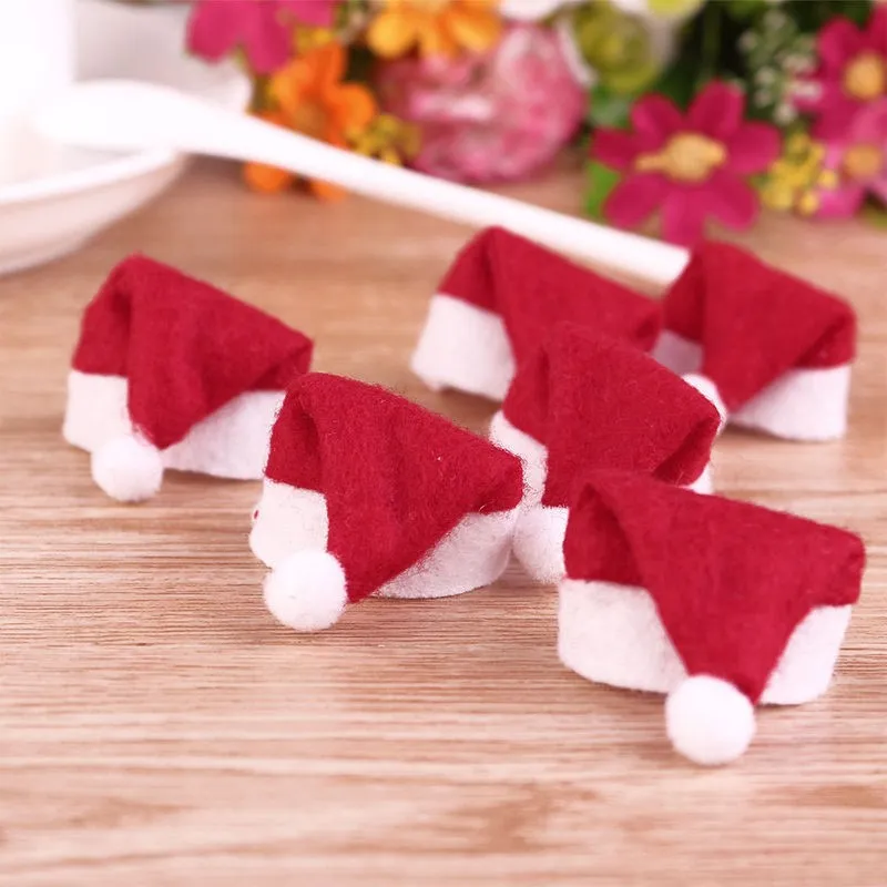 2016 Nouvelle Arrivée Mini Père Noël Chapeau De Noël De Noël De Vacances Lollipop Top Topper Décor Chaud