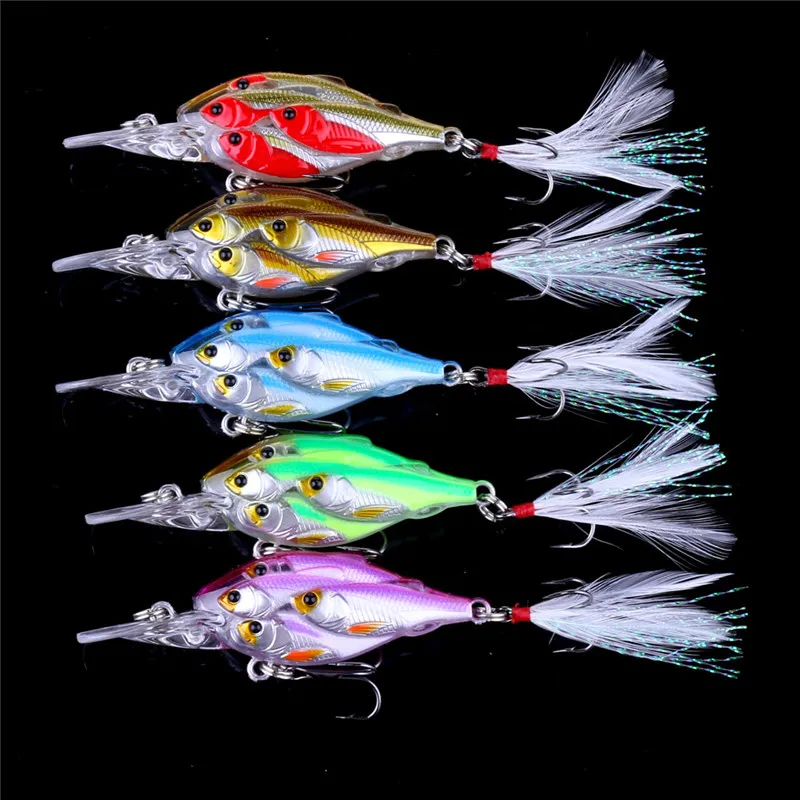 Nuova esca Threadfin Shad Crank 65cm 6g occhi 3D Live Target esca pesca alla spigola con ami VMC Feather6321078