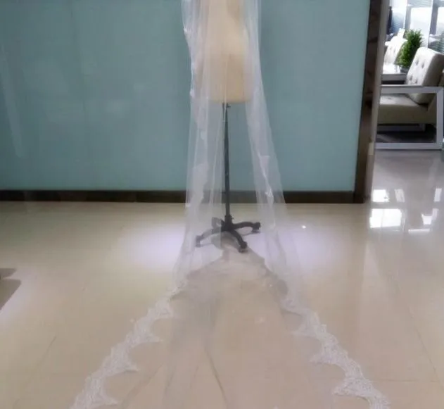 جديد الزفاف الحجاب طول مصلى طول مخصص طبقة واحدة مع مشط تول زين لفستان الزفاف