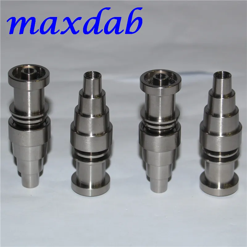 GR2 Domeless Titanium Nails 6 I 1 Manlig kvinnlig fog 10mm 14mm 18mm Glass Bong Water Pipe för Dabber Nail Heat Spole