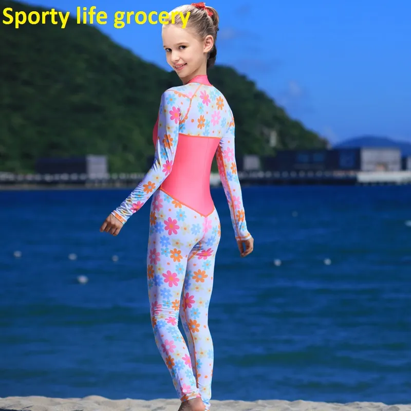 Good quality Teenagers039 long sleeve antiUV diving wetsuit one piece snorkelling Scuba diving clothes swimming wear6267070