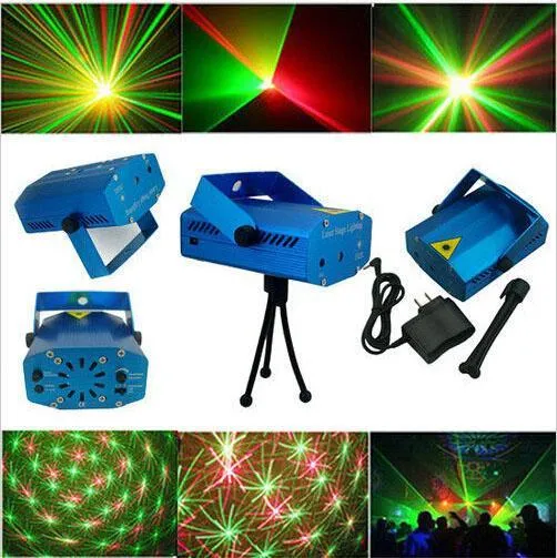 LED Mini Stage Light Laser Voice Control Projector Gemengde Rood Groen Verlichting met Statief voor Lichten Xmas Club Party Bar Pub Club Music DJ