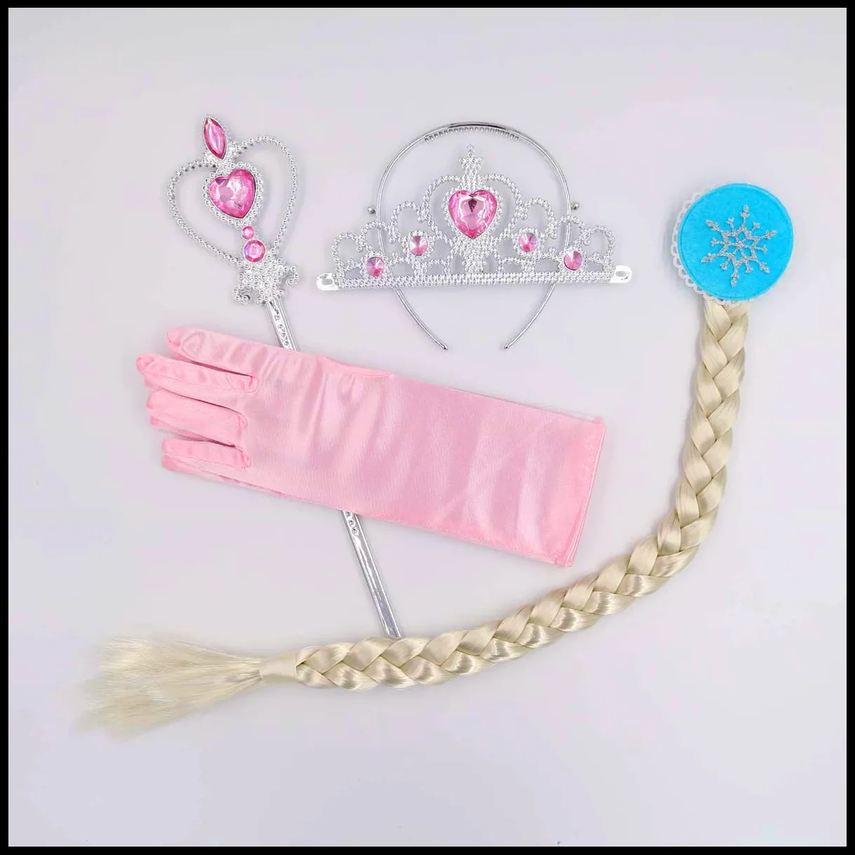 Prinsessan Hårtillbehör Crown + Magic Stick + peruk + handskar / set Baby Girls Halloween Cosplay Princess Smycken Sets C2897