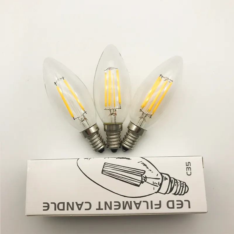 E12 E14 B22 E27 Filament LED candle light bulb 2W 4W 6W dimmable bulbs Replacing 60W Filament Bulbs LED SAA UL AC85-265V