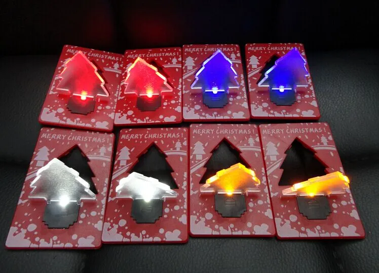 LEDクリスマスツリーポータブル折りたたみポケットクレジットカードナイトライトテーブルランプクリスマスプレゼント飾り装飾財布財布ライトノベルティライト