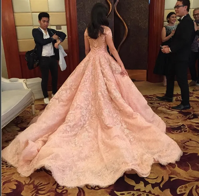 Blush Wedding Dresses Lace Princess Formal Long Bridal Gowns  display picture 3