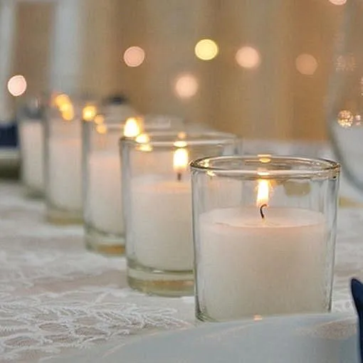 50 bougies de table en verre transparent de cire blanche la cire de bougie fournit toutes sortes de fabricants de production de traitement du verre bougies en verre romantiques