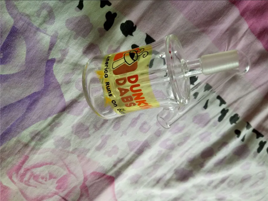 Dunkin Dabs American Runs On Dabs Mini bong en verre pipes à eau 14mm filtre à eau et percolateur avec bol clou