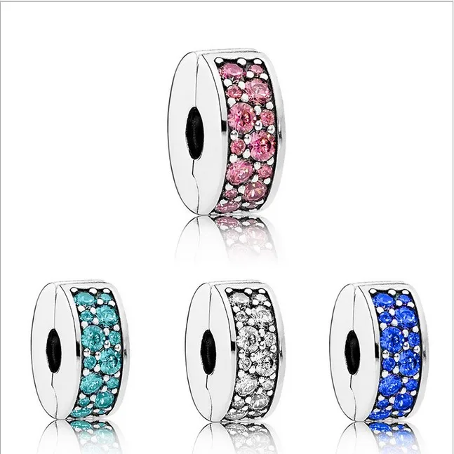 Fit Pandora Bracciale in argento sterling Charms Stopper Beads Spacer Elegant Bead Clip Locks Fit European Charm Biagi Bracciali Gioielli fai da te