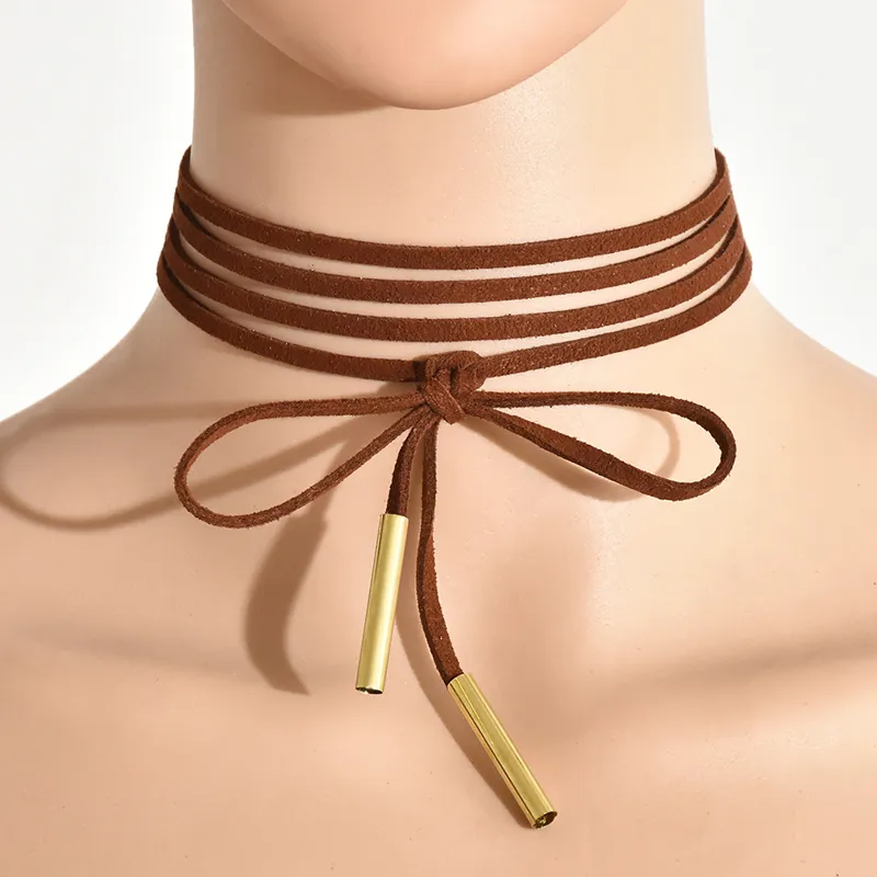 11 färger minimalistiska sammet skiktade chokers långa slips nacke toppar justerbara halsband för kvinnor damer mode smycken tillbehör