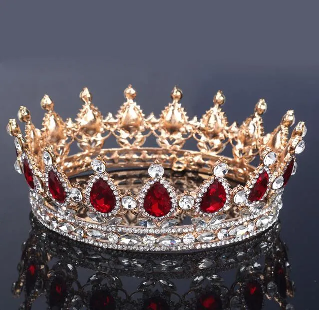 Lusso reale Corona diademi nuziali Cristalli Matrimonio Corona principessa grande pieno di lusso Corona Accessori capelli capelli Festa nuziale T204C