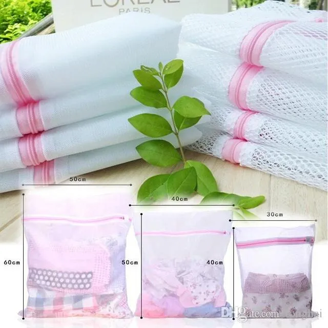 3 Sizes Zippered Mesh Laundry Wash Bags Foldable Delicates