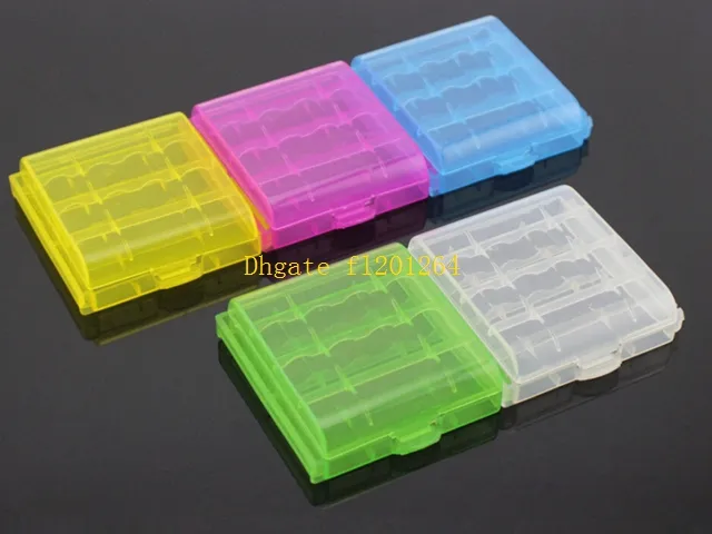 100 stks / partij Gratis Verzending Hard Plastic Case Cover Houder voor AA AAA 14500 10440 Batterij opbergdoosfles