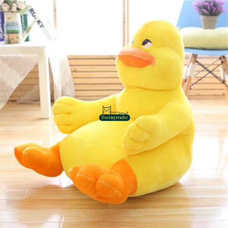 Dorimytrader Lovely Cartoon Duck Tiger Plush Kids Chair Cushion Soft Fylld Anime Mini Sofa Animal Doll Toy Baby Gift 60cm x 60cm dy61705