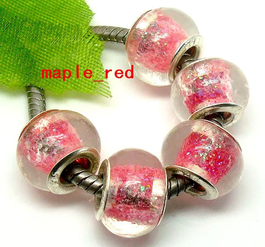 mixed Pink Murano Lampwork Glass Beads for Jewelry Making Loose Charm DIY Beads for European Bracelet Whole in Bulk Low259M