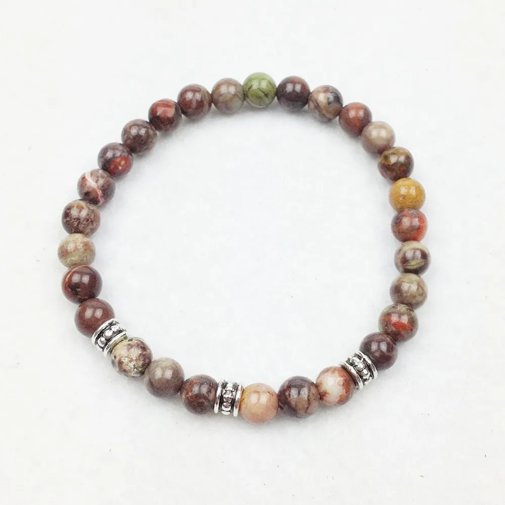 SN0619 Mężczyzna Bransoletka Yoga 6mm Lava Jasper India Agate Onyx Garnet Nuturywa Bransoletka Kamienna Szczęście Biżuteria Bilans Bransoletka