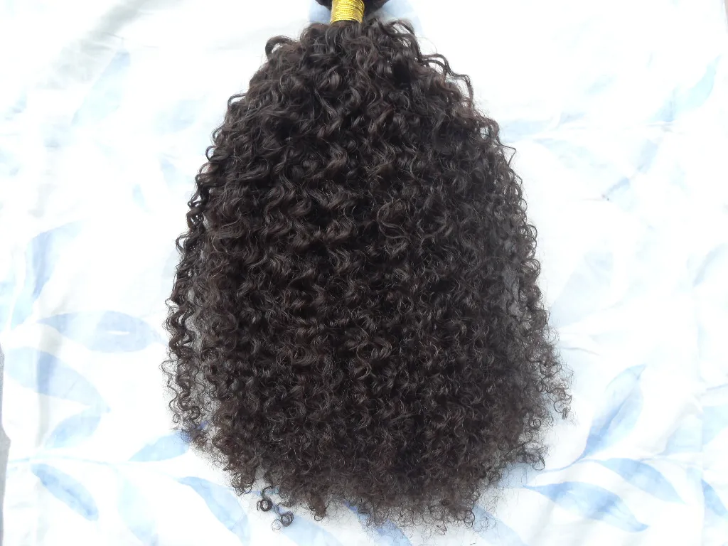 Brasilianska mänskliga hårförlängningar 9 stycken med 18 clips Clip i kinky Curly Dark Brown Natural Svart Färg