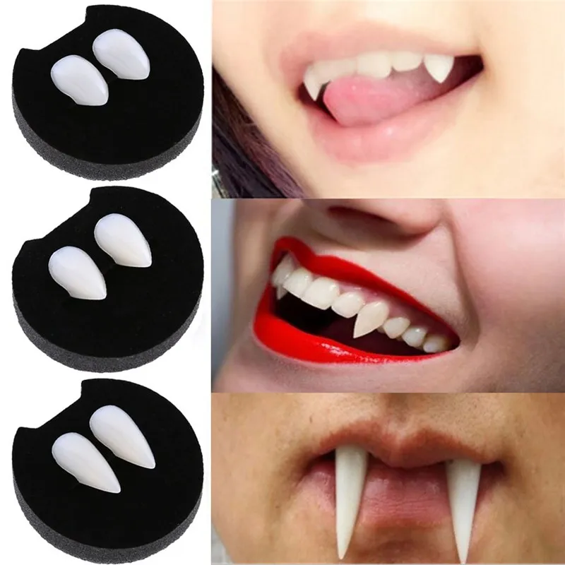 Dientes de colmillos de vampiro con adhesivo, accesorios de cosplay,  decoración de fiesta de Halloween, dientes falsos de vampiro, colmillos de  hombre