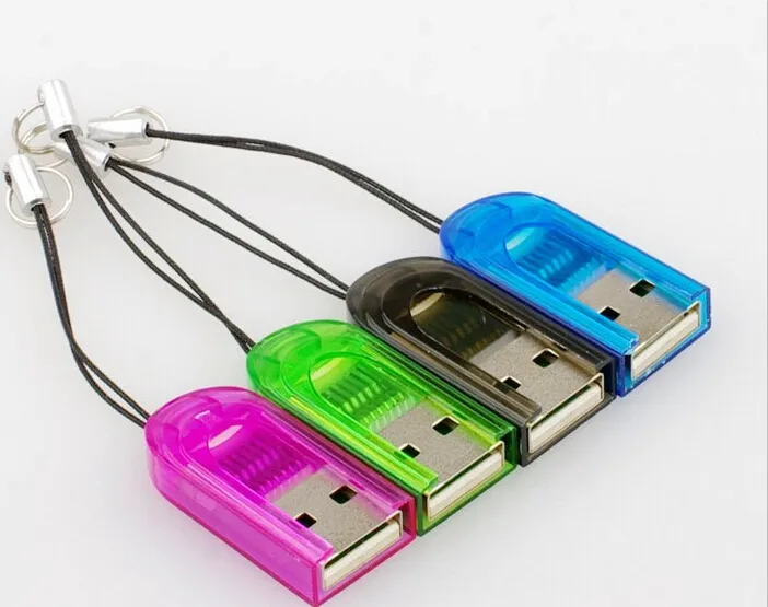 도매 300pcs 작은 열쇠 고리 USB 마이크로 SD SDHC TF 카드 판독기 2GB 4GB 8GB 16GB USB 2.0 Transflash Memroy 카드 판독기