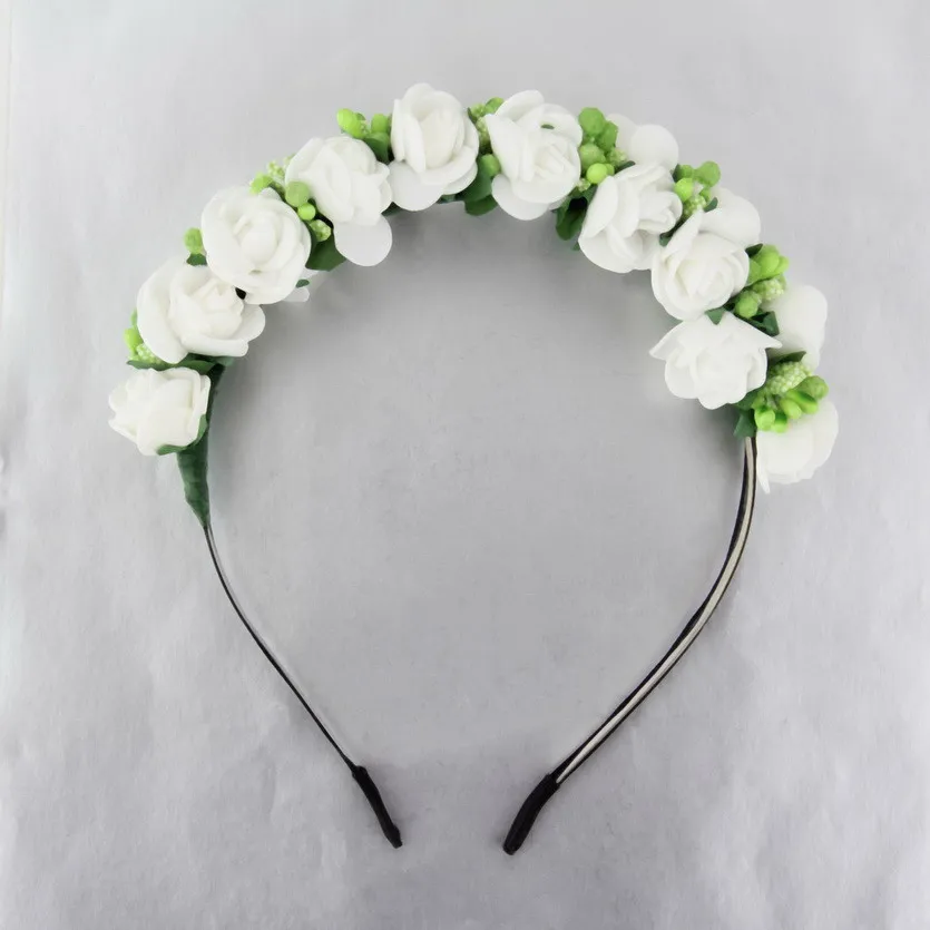 2016 New Flower Garland Floral Bride Headband Hairband Wedding Party Prom Festival Decor Princess Floral Wreath Headpiece