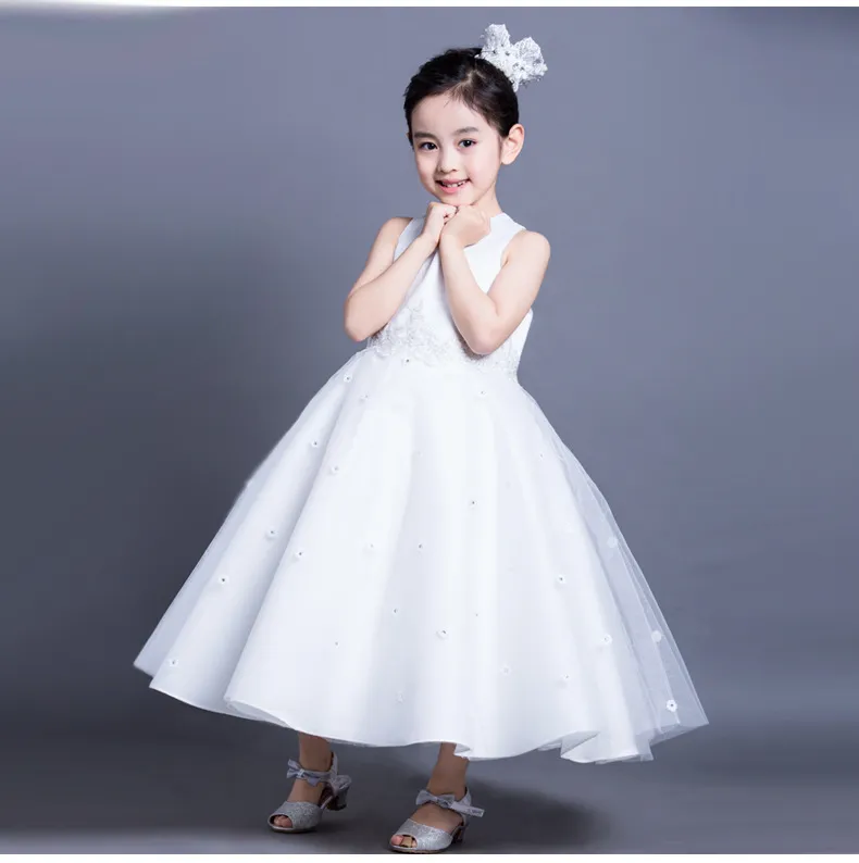 baby girl wedding dress Top Quality Girls White A-line lace dresses elegant Girl Birthday Party Dress 1-10 Years