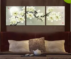 m34-Plum blossom 3 panels Handpainted Huge Modern fashion home Wall Deco Art Oil Painting On canvas