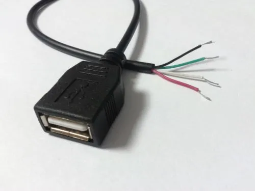 5 pièces USB 2.0 Type femelle à 4 cœurs 4 fils câble de charge de données cordon bricolage 30 cm