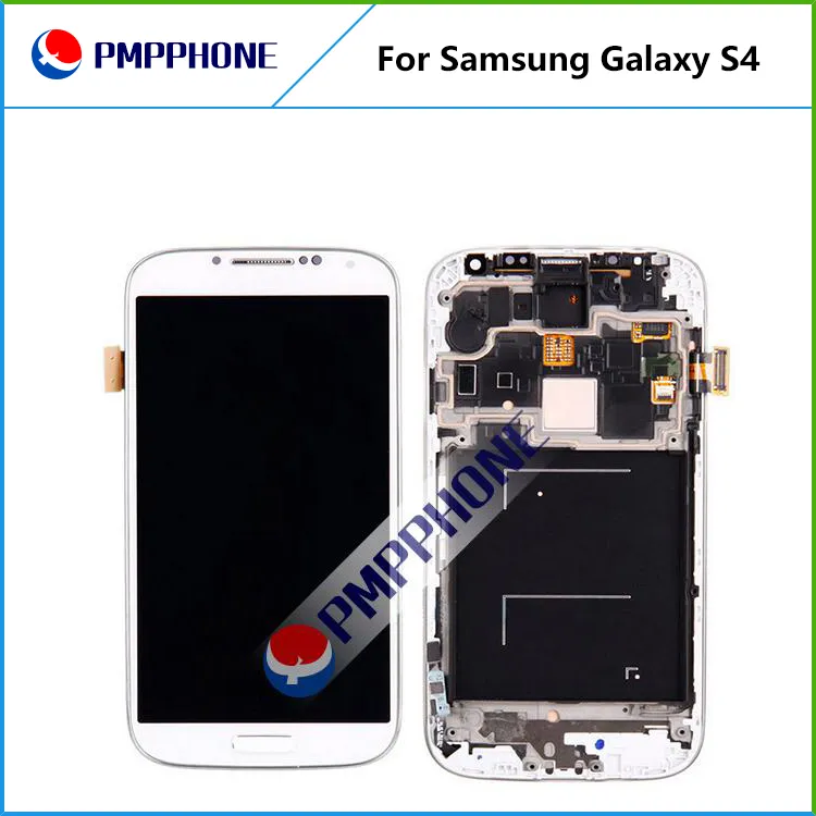 For Samsung Galaxy S4 i9500 9505 I545 I337 White and blue Touch LCD Screen Digitizer + Frame Replacement with Fast DHL ship