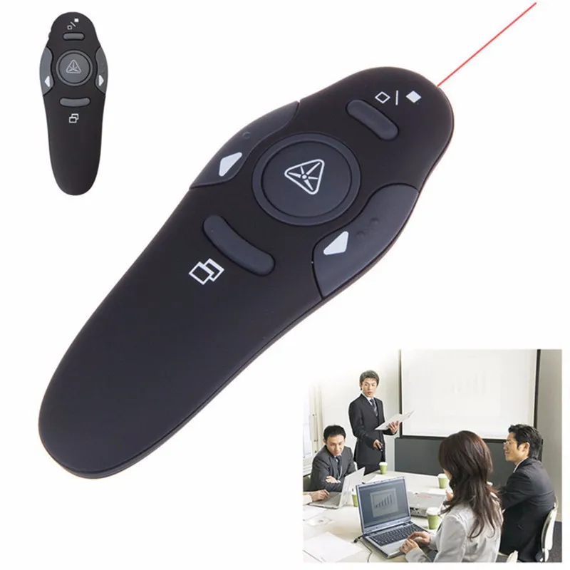 소매 상자 2.4GHz 2.4GHz 무선 USB PowerPoint Presiser Red Laser PEN RF 포인터 펜 페이지 상승/다운 도매.