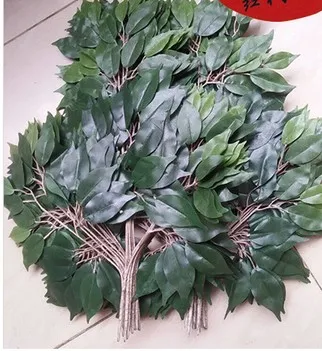 Plastic plant groen kunstmatige banyan bladeren ficus takken gras huisdecoratie paarse tak 8142776