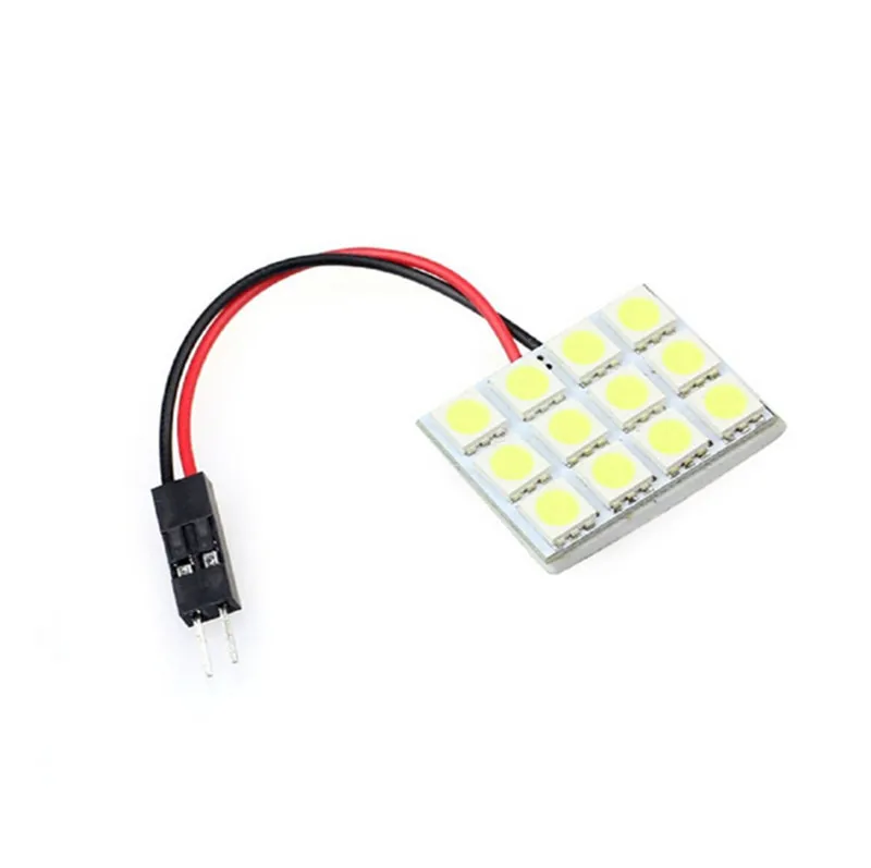 Pure White 12 5050 SMD LED Car Light Panel T10 Dome Bulb BA9S Adapter DC 12V 