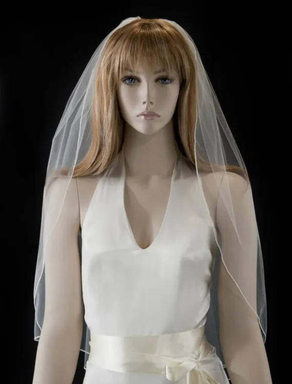 Nouveau En Stock Image réelle bord de ligne incroyable 1T avec peigne ivoire blanc coude voile de mariage voiles de mariée