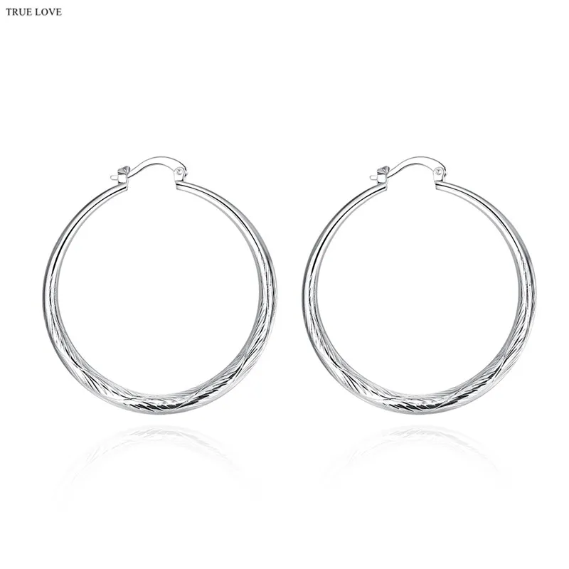 Fashion hoop earrings 925 silver jewelry diameter 4cm classic charm design cool street style Europe Hot free shipping Cheap Wholesale