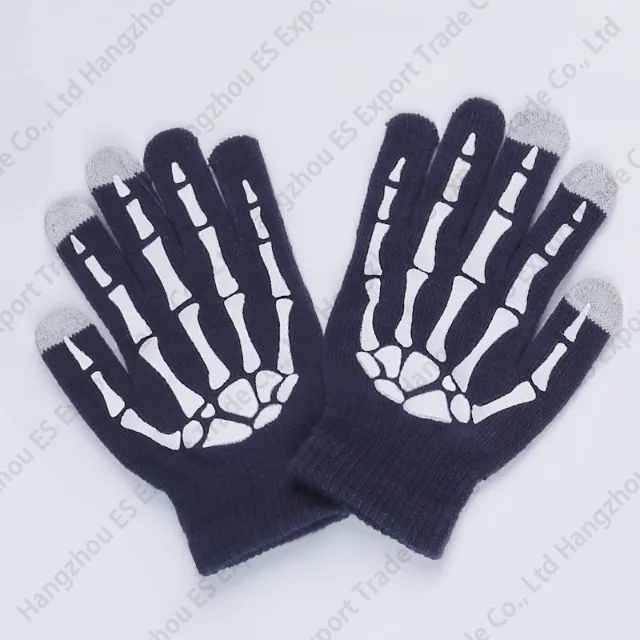 Pure Color Knitted Hand Bone Fingers Gloves Touch Screen Glove Fashionable Winter Anti-freeze Men And Women 