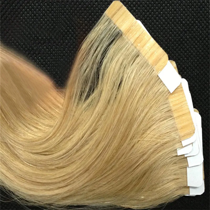 Användning av mänskligt hår 100g 40st / Blond brasiliansk Virgin Remy Skin Weft Tape Adhesive Hair Extensions Products Tape Hair Extensions