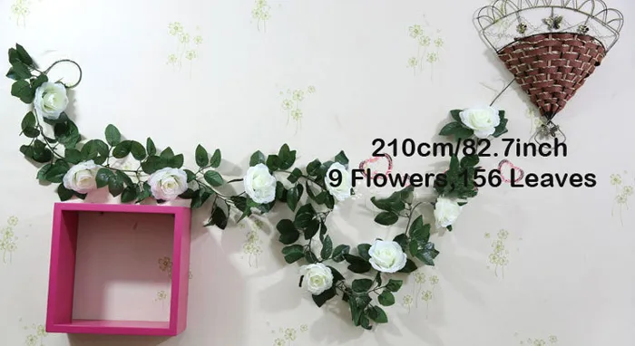 2.1 m alta qualidade artificial rose guirlanda de flores de seda videiras hera casa jardim decoração do casamento