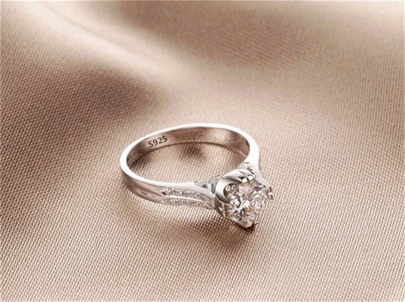 YHAMNI Lusso 100 Anelli di nozze in argento puro 925 le donne Set Sona Anelli di fidanzamento con diamanti Accessori gioielli R0755690442