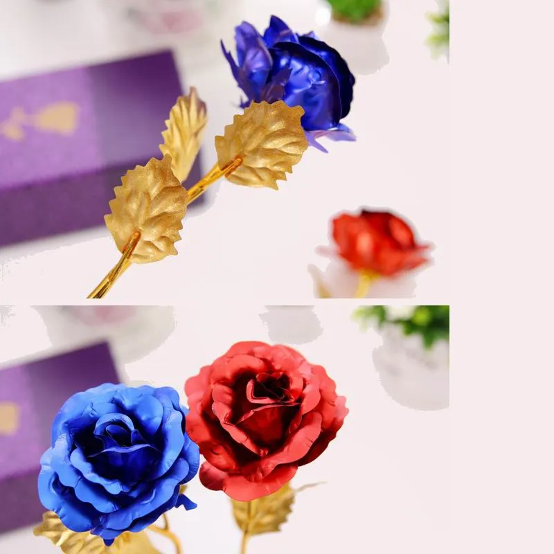 Gold Foil Plated Rose Lover's Golden Artificial Rose Flower Valentine's Day Birthday Wedding Party Gift