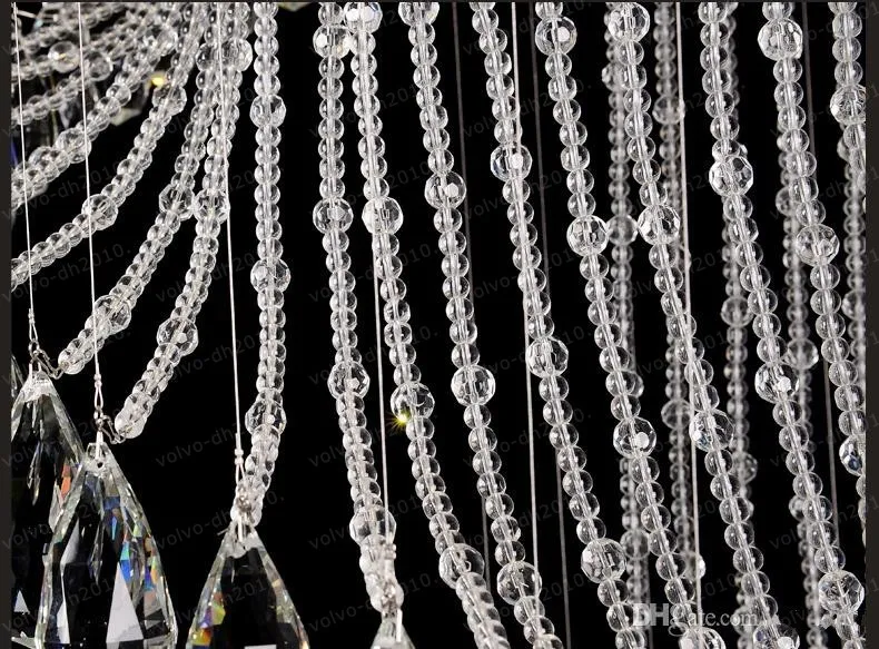 Modern Creative LED Long Chandeliers European K9 Crystal Spiral Staircase Ceiling Lights Villas Foyer Living Room Hotel Lobby Mall Bar Villa Light Chandelier Lamp