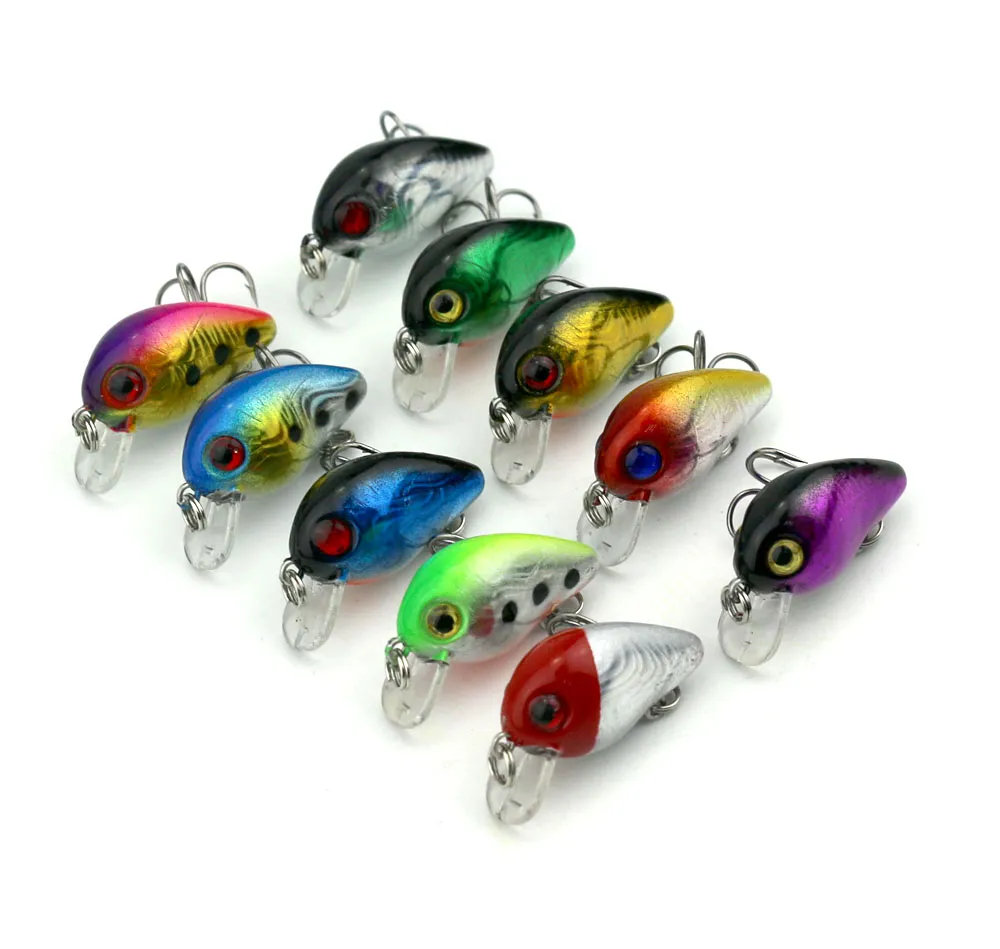 Hengjia 100st Super Mini Crankbait Fiske Lures Plast Lure Bass Wobblers 3cm 1,5g ISCA Konstgjord fiske tackla 10 färger