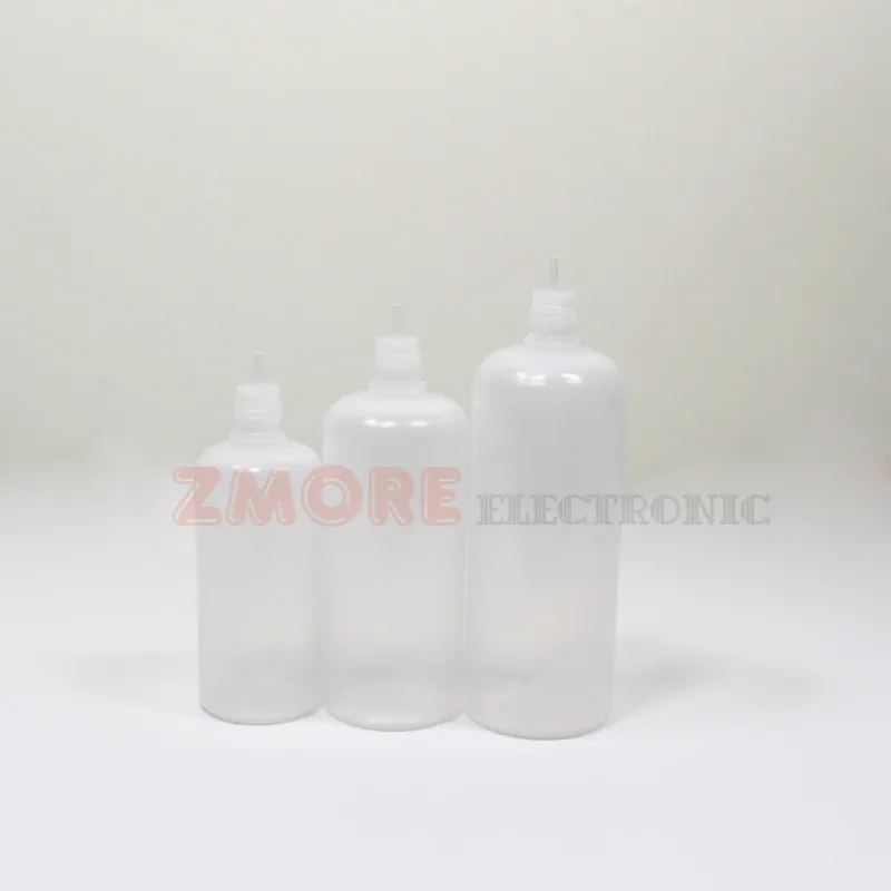 60ml 100ml 120 ml de botellas de líquido ECIG Plastic Dropper translúcido PE Vacío e Jugo Botella colorida Cabas a prueba de niños largas Drop1208074