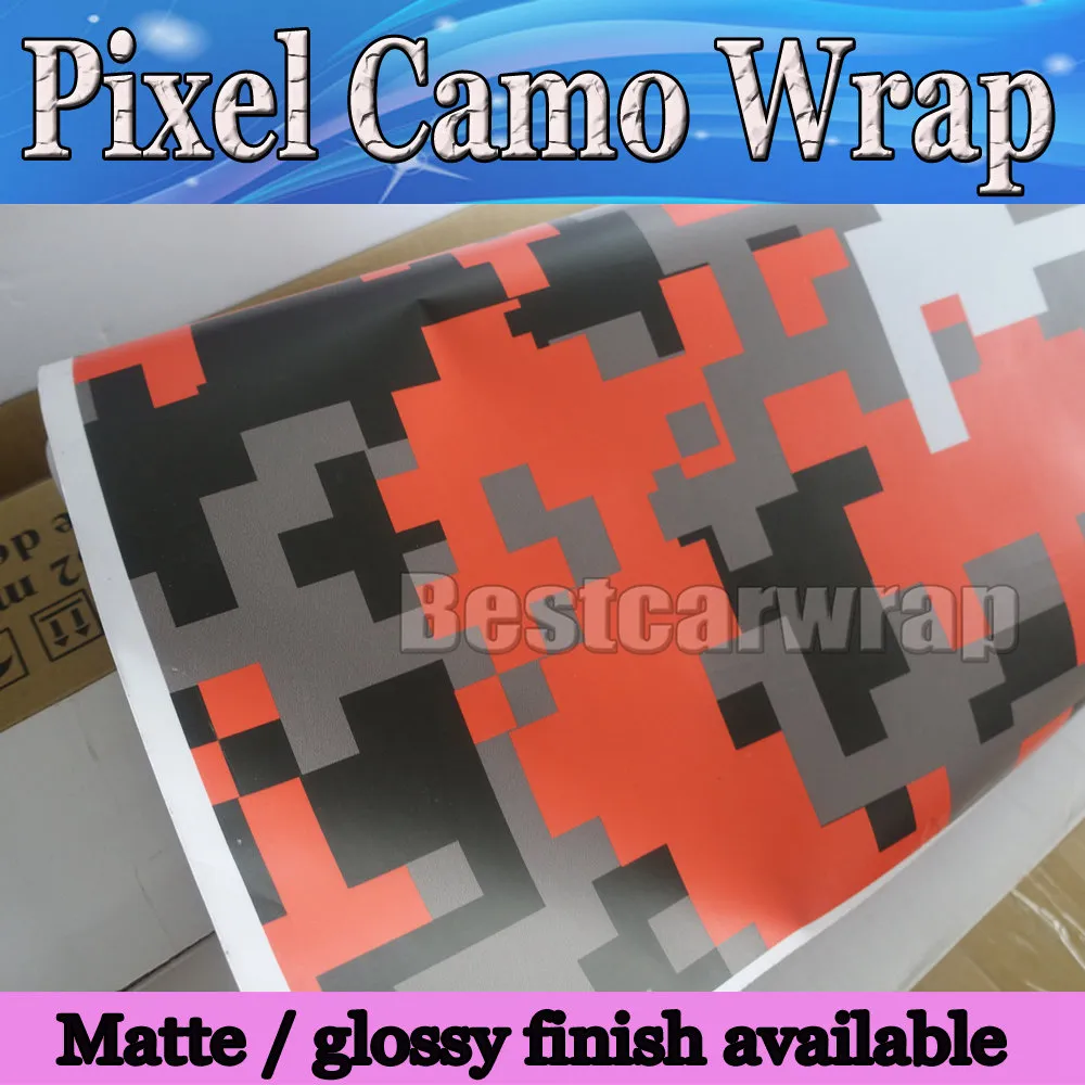 Fioletowy czerwony / biały / zielony Pixel Camo Vinyl Car Wrap Folia z RLease Air Digital Camouflage Truck Okładki Okładki rozmiaru 1.52x30m / Roll